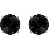 Platinum 7 mm Natural Black Onyx Earrings