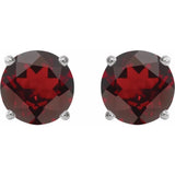 Platinum 7 mm Natural Mozambique Garnet Earrings