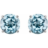 Platinum 7 mm Natural Sky Blue Topaz Earrings