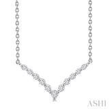 1/8 Ctw Petite Chevron Round Cut Diamond Pendant With Chain in Sterling Silver