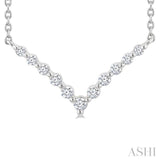 1/8 Ctw Petite Chevron Round Cut Diamond Pendant With Chain in Sterling Silver