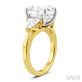 1 1/10 Ctw Oval Shape Trillion Cut & Round Cut Diamond Semi-Mount Engagement Ring in 14K Yellow and White Gold