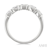 1 1/2 Ctw Bezel Set 5-Stone Emerald Cut Diamond Fashion Band in 14K White Gold