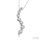 1/10 Ctw Swirl Journey Diamond Pendant in 10K White Gold with Chain