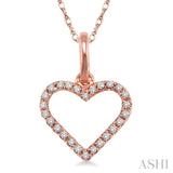 1/10 Ctw Round Cut Diamond Heart Shape Pendant in 10K Rose Gold with Chain