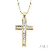 1 Ctw Round Cut Diamond Cross Pendant in 14K Yellow Gold with Chain