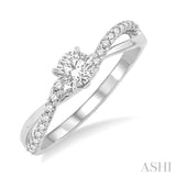 1/2 Ctw Diamond Engagement Ring with 1/4 Ct Round Cut Center Stone in 14K White Gold