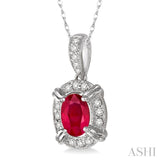 Oval Shape Gemstone & Diamond Pendant