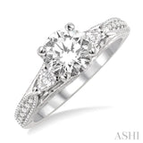 1 Ctw Diamond Engagement Ring with 3/4 Ct Round Cut Center Stone in 14K White Gold