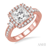 5/8 Ctw Diamond Semi-mount Engagement Ring in 14K Rose Gold