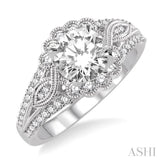 Flower Shape Semi-Mount Diamond Engagement Ring