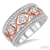 3/4 Ctw Round Cut Diamond Fashion Band in 14K White and Rose Gold