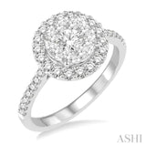 1 Ctw Round Shape Diamond Lovebright Ring in 14K White Gold