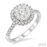 3/4 Ctw Round Shape Diamond Lovebright Ring in 14K White Gold