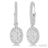 3/4 Ctw Oval Shape Diamond Lovebright Earrings in 14K White Gold