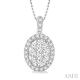 Oval Shape Lovebright Diamond Pendant