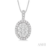 1/3 Ctw Oval Shape Diamond Lovebright Pendant in 14K White Gold with Chain