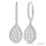 1 Ctw Pear Shape Diamond Lovebright Earrings in 14K White Gold