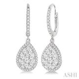 3/4 Ctw Pear Shape Diamond Lovebright Earrings in 14K White Gold