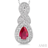 Pear Shape Silver Gemstone & Diamond Pendant