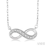 1/6 Ctw Round Cut Diamond Infinity Pendant in 10K White Gold with Chain