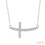 1/5 Ctw Round Cut Diamond Cross Pendant in 14K White Gold with Chain