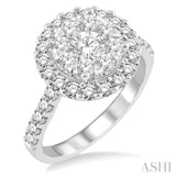 1 1/2 Ctw Round Shape Diamond Lovebright Ring in 14K White Gold