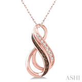 1/8 Ctw White and Champagne Brown Diamond Pendant in 14K Rose Gold with Chain