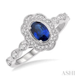 Oval Shape Gemstone & Diamond Ring