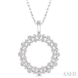 1/6 Ctw Twin Halo Round Cut Diamond Fashion Pendant in 10K White Gold with chain