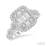 1/2 Ctw Baguette & Round Cut Fusion Diamond Ring in 14K White Gold