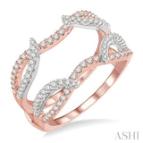 1/2 Ctw Branched Arched Center Diamond Insert Ring in 14K Rose and White Gold