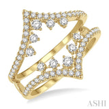 5/8 Ctw Pointed Arch Round Cut Diamond Insert Ring in 14K Yellow Gold