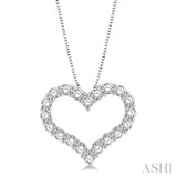 3/4 ctw Heart Charm Round Cut Diamond Pendant With Chain in 14K White Gold