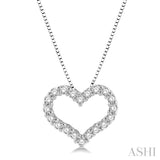 1/2 ctw Heart Charm Round Cut Diamond Pendant With Chain in 14K White Gold