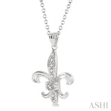 Silver Fleur De Lis Diamond Pendant