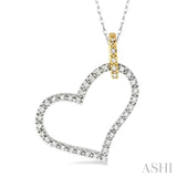 1/4 Ctw Round Cut Diamond Heart Pendant in 10K White and Yellow Gold with Chain
