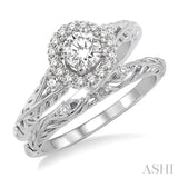 5/8 Ctw Diamond Wedding Set with 5/8 Ctw Round Cut Engagement Ring and 1/50 Ctw Wedding Band in 14K White Gold