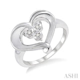1/50 Ctw Single Cut Diamond Heart Ring in Sterling Silver
