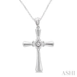 1/10 Ctw Single Cut Diamond Cross Pendant in Sterling Silver with Chain