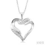 1/20 Ctw Single Cut Diamond Heart Pendant in Sterling Silver with Chain
