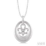 1/10 Ctw Single Cut Diamond Fleur De Lis Fashion Pendant in Sterling Silver with Chain
