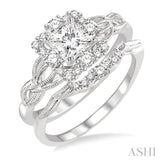 3/4 Ctw Diamond Wedding Set with 5/8 Ctw Princess Cut Engagement Ring and 1/10 Ctw Wedding Band in 14K White Gold