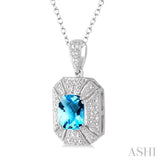 Silver Gemstone & Diamond Pendant