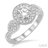 3/4 Ctw Diamond Engagement Ring with 1/2 Ct Round Cut Center Stone in 14K White Gold