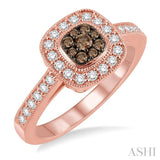 1/2 Ctw Round Cut White and Champagne Brown Diamond Fashion Ring in 14K Rose Gold