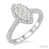 5/8 Ctw Marquise Shape Diamond Lovebright Ring in 14K White Gold