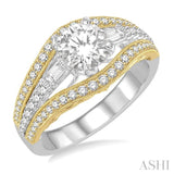 5/8 Ctw Diamond Semi-Mount Engagement Ring in 14K White and Yellow Gold