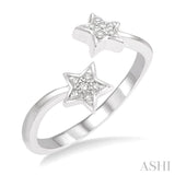 1/10 Ctw Star Accent Open Ended Round Cut Diamond Ladies Ring in 10K White Gold