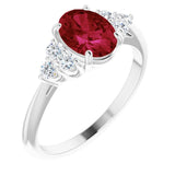 Sterling Silver Lab-Grown Ruby & 1/4 CTW Natural Diamond Ring